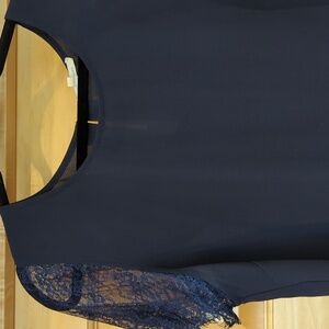 41 hawhorn navy blouse with lace sleeves